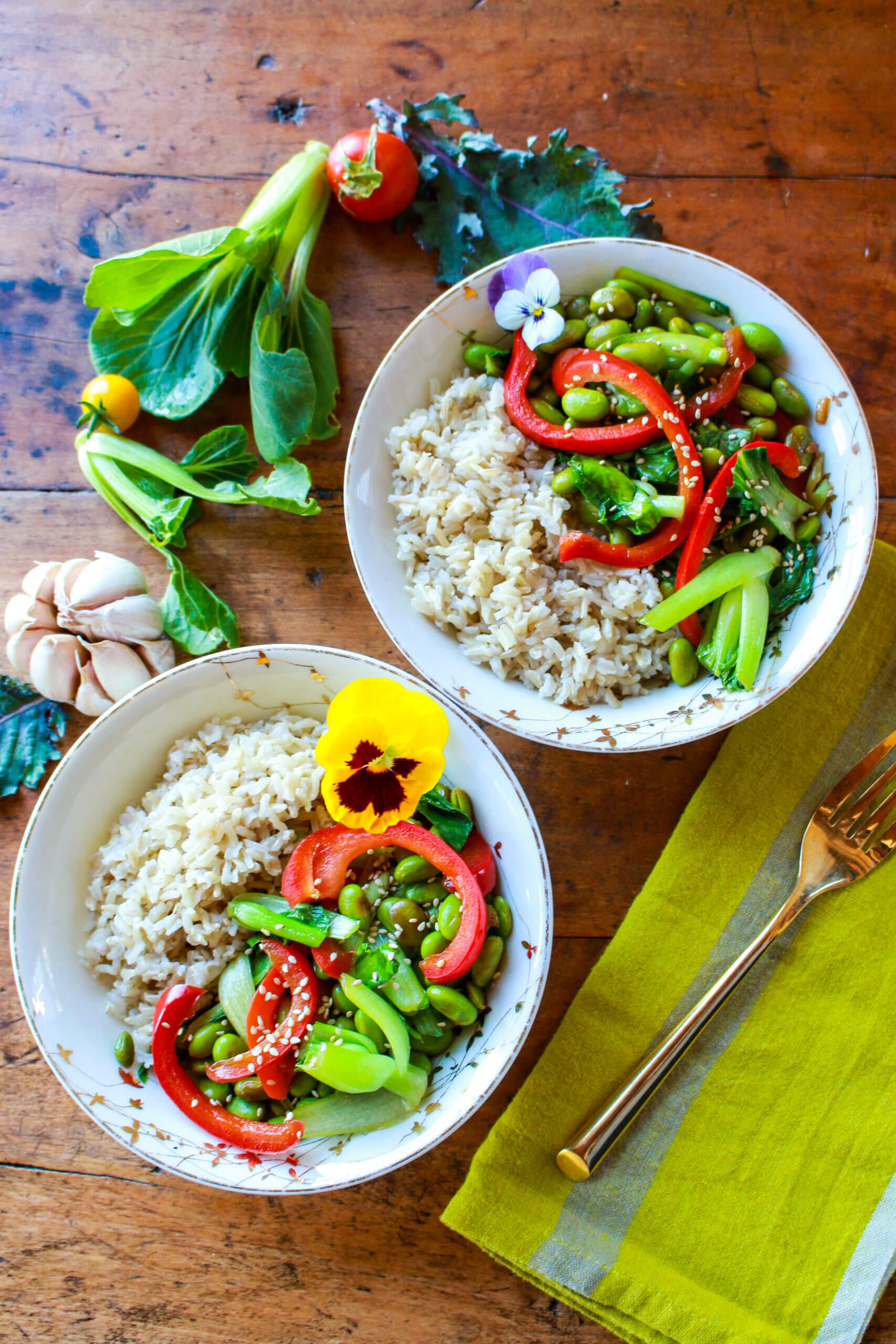 Edamame Bok Choy Rice Bowl