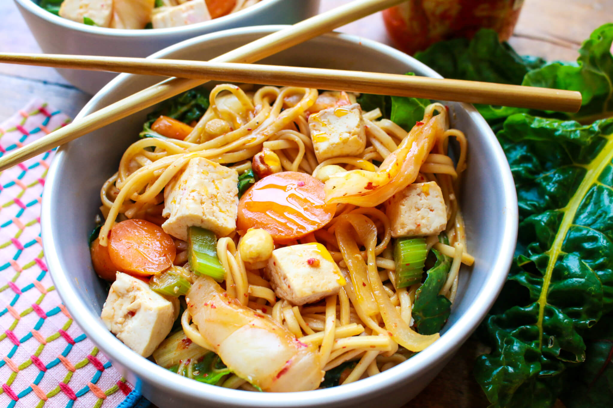 Kimchi Veggie Udon Noodle Bowl