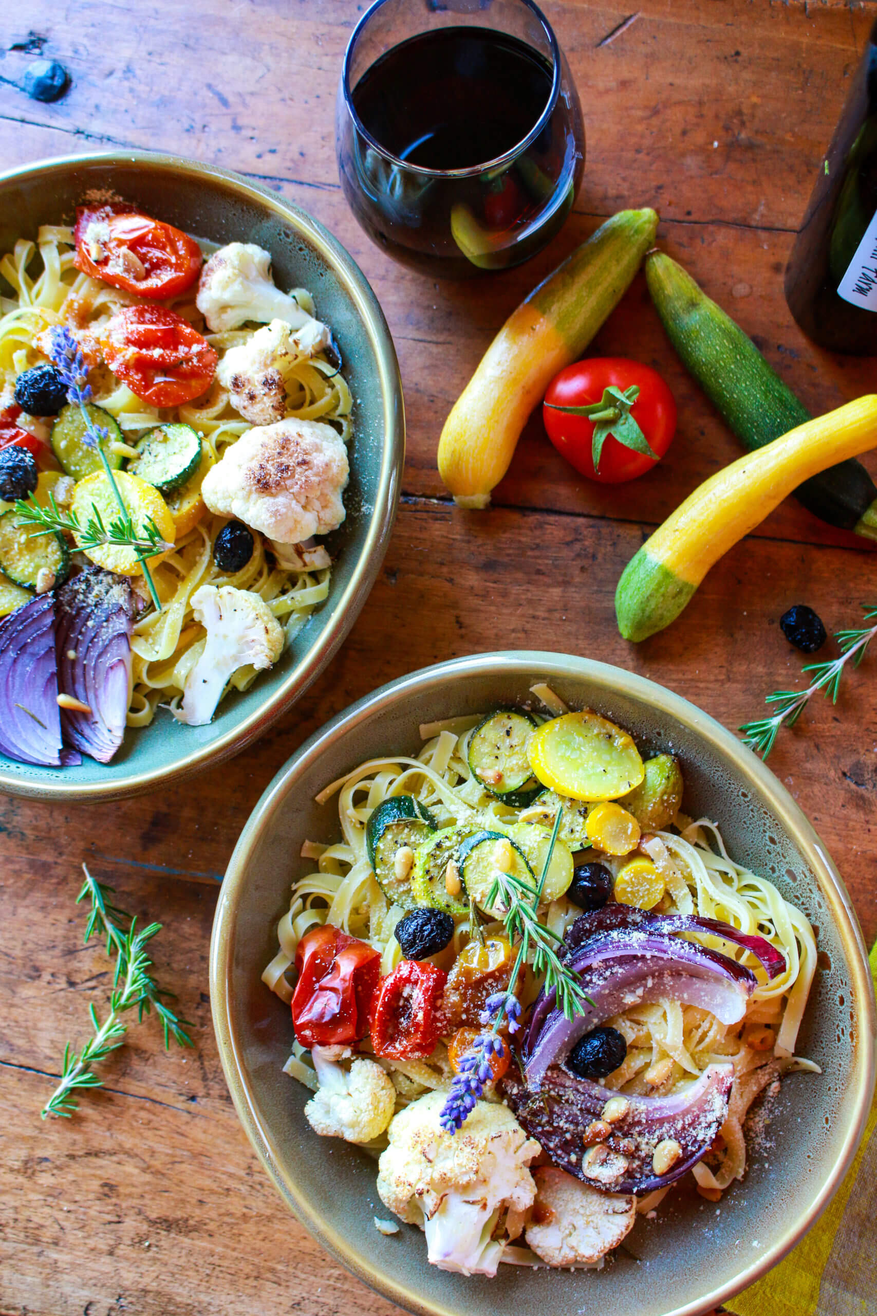 Fresh Fettuccine with Roasted Rosemary Vegetables