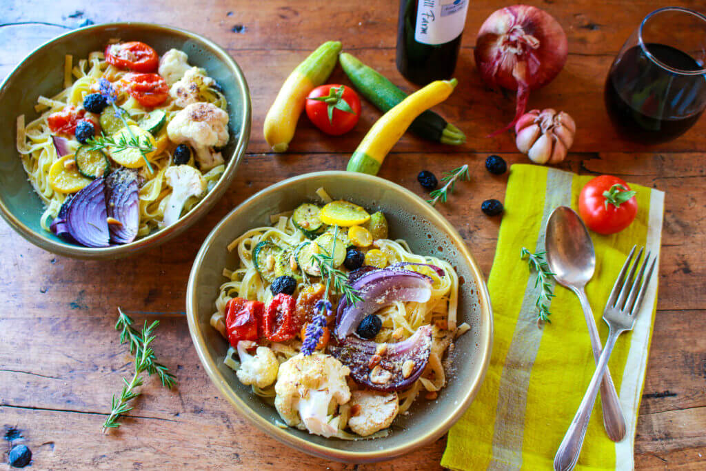 Fresh Fettuccine with Roasted Rosemary Vegetables