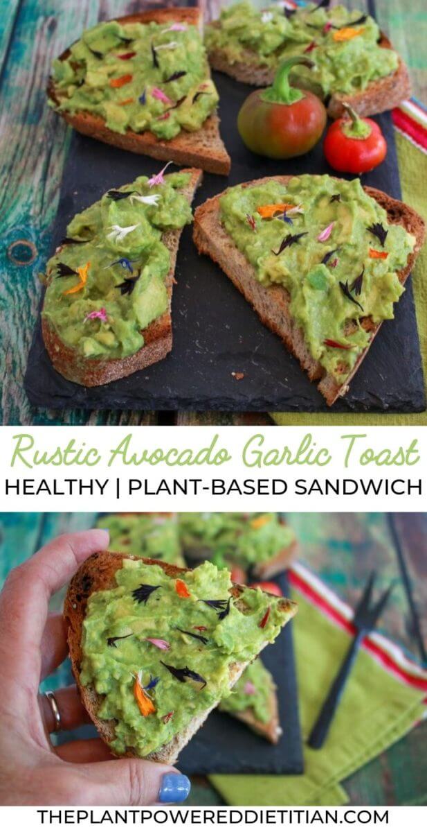 Rustic Toaste Rustic Avocado Garlic Toast (Vegan) | Sharon Palmer