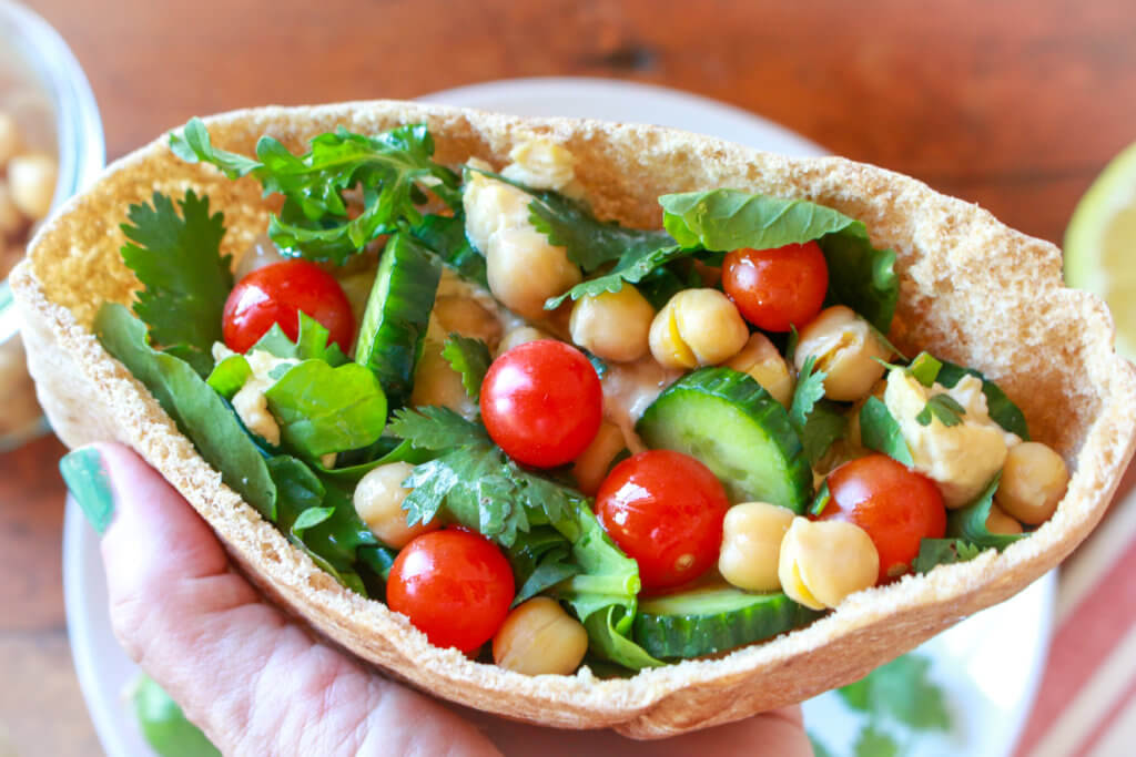 Double Chickpea Vegetable Pitas