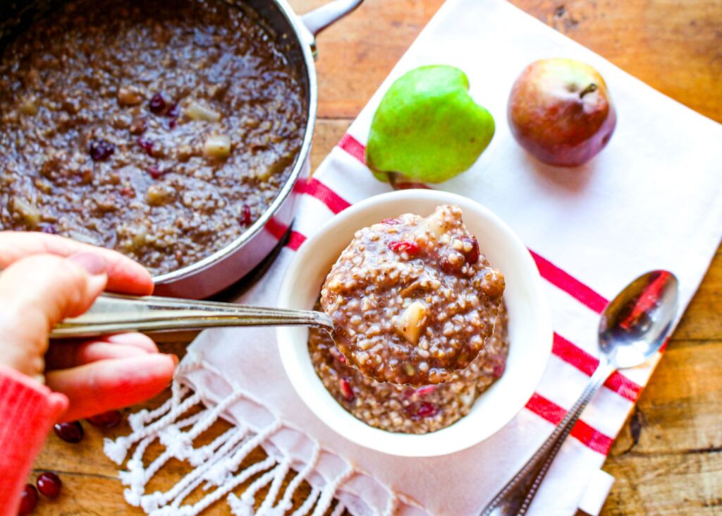 Steel Cut Oats with Cranberries and Pear