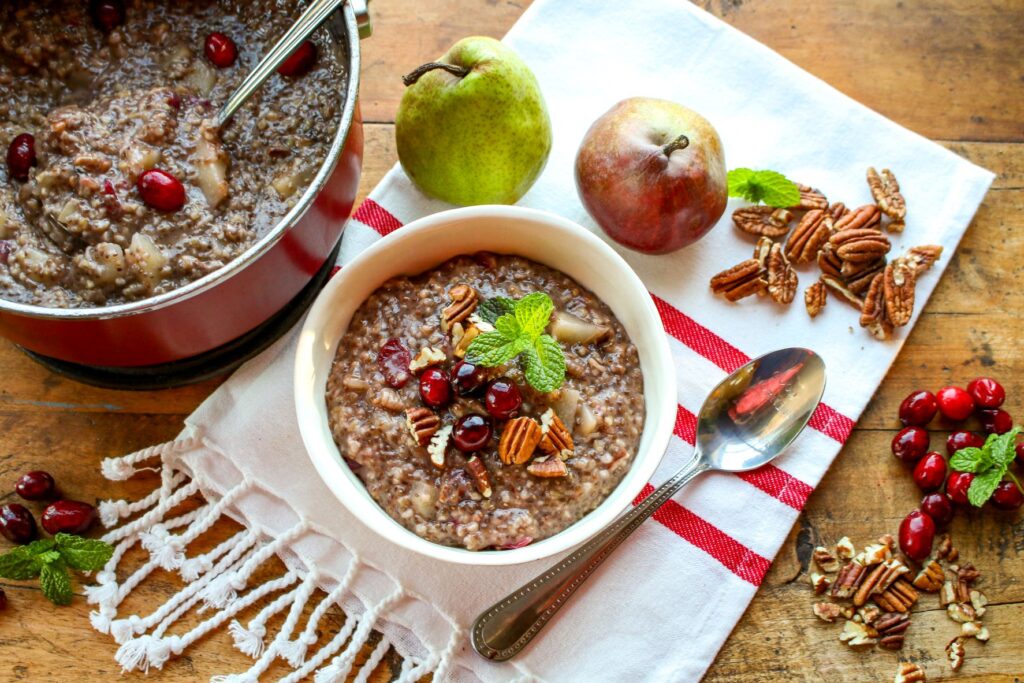 Steel Cut Oats with Cranberries and Pear
