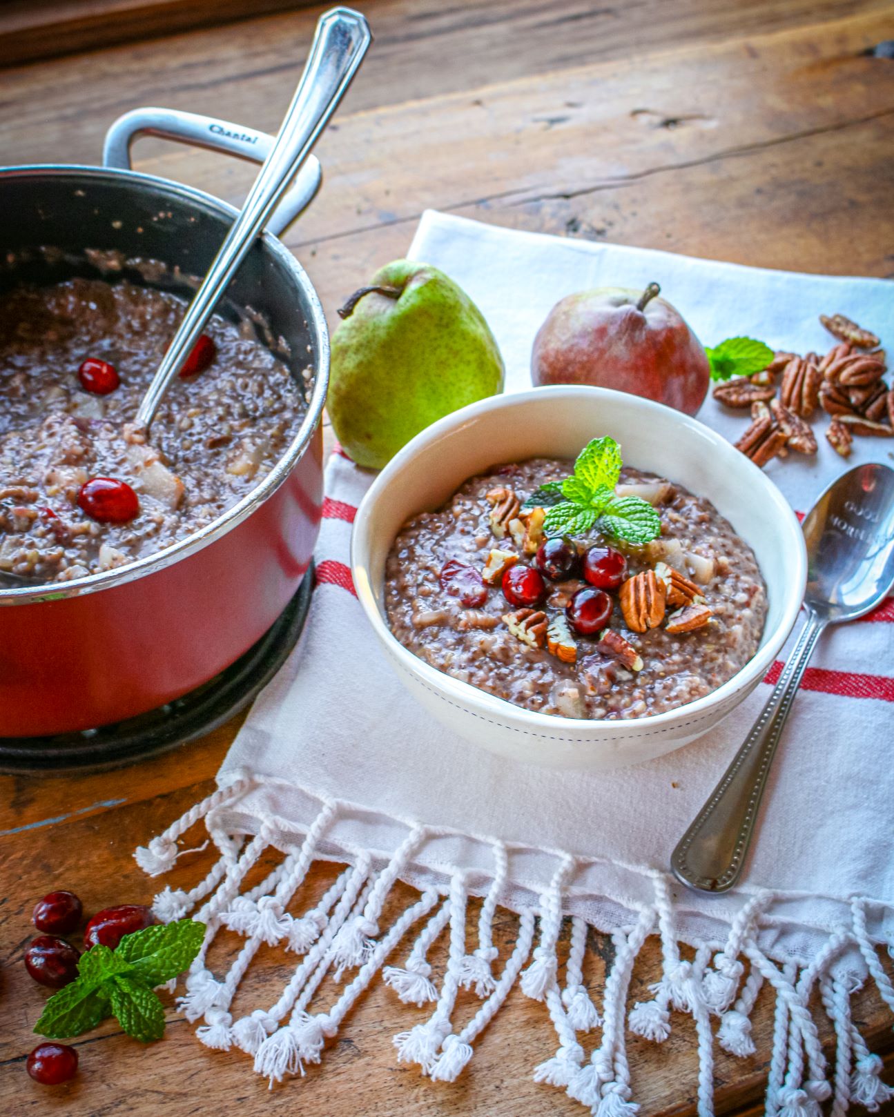 Steel Cut Oats with Cranberries and Pear
