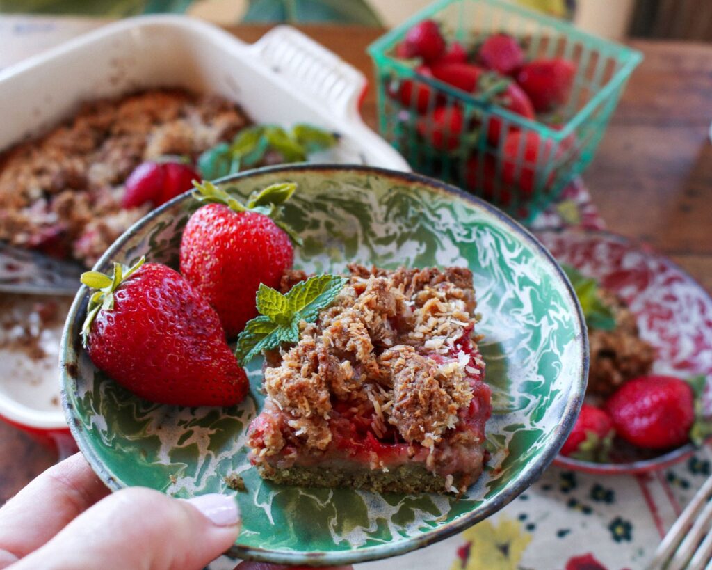 Strawberry Blondies with Coconut