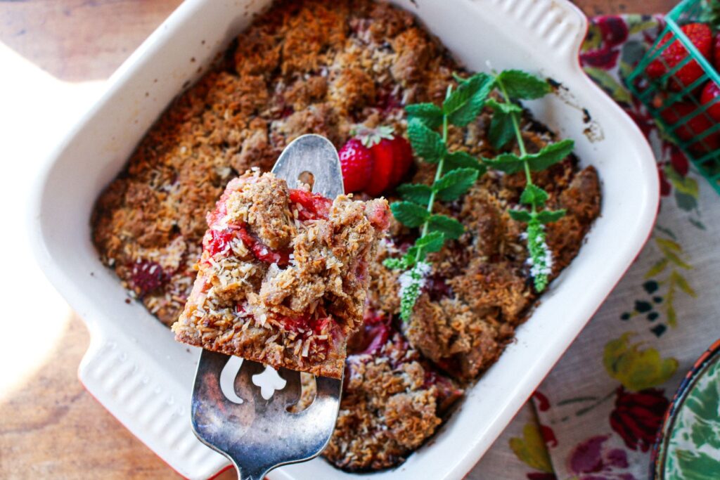 Strawberry Blondies with Coconut