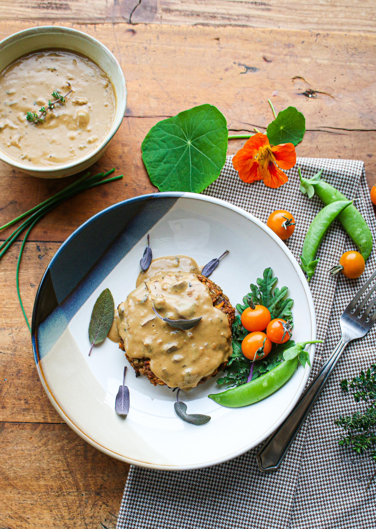 Herbed Lentil Patties with Mushroom Sauce