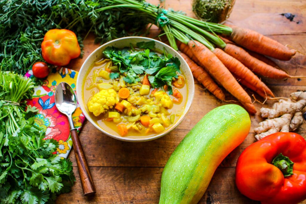 Curried Mung Bean Vegetable Soup