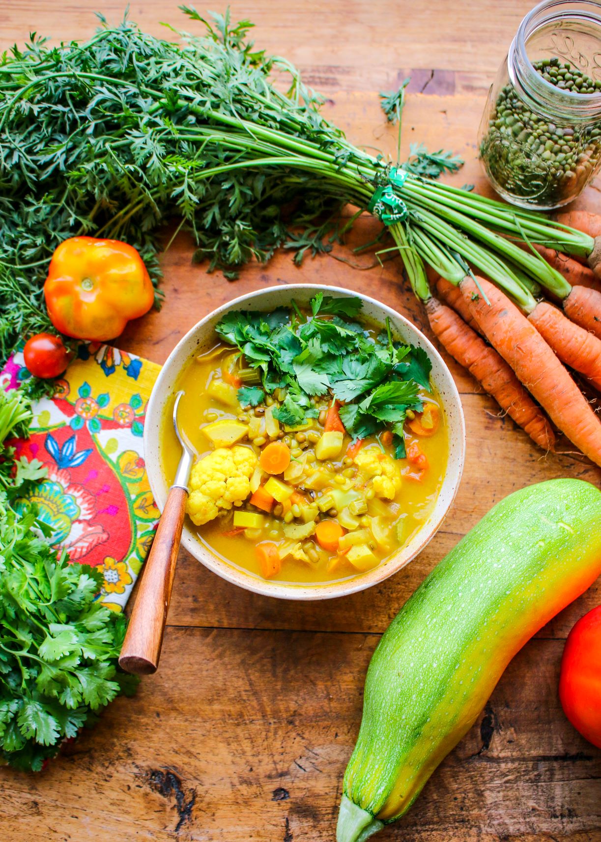 Curried Mung Bean Vegetable Soup