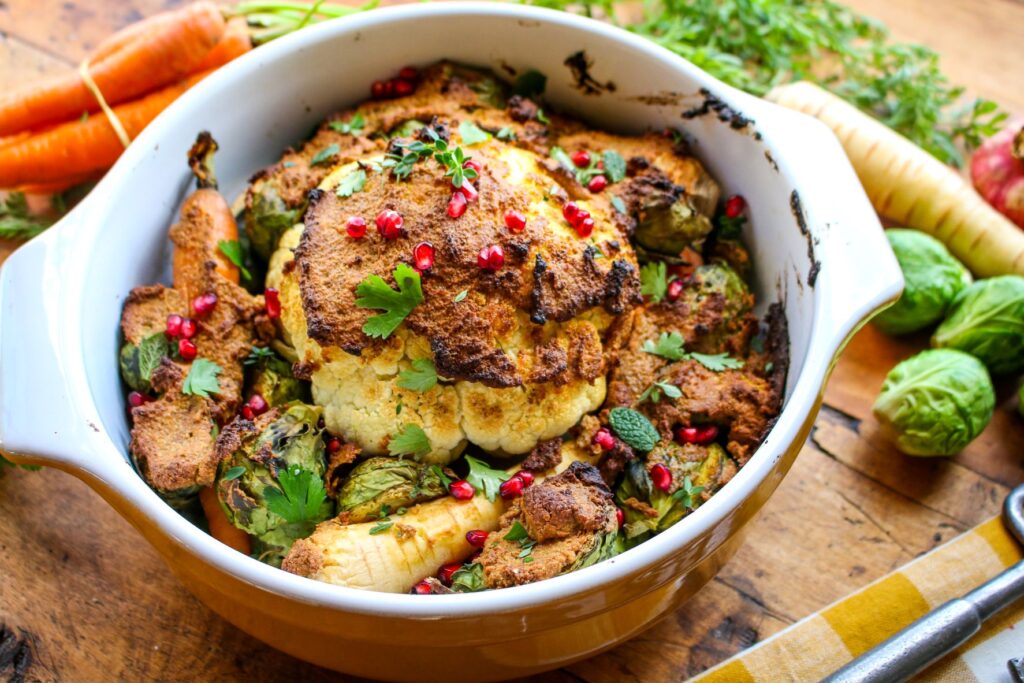 Roasted Tahini-Smothered Winter Vegetables