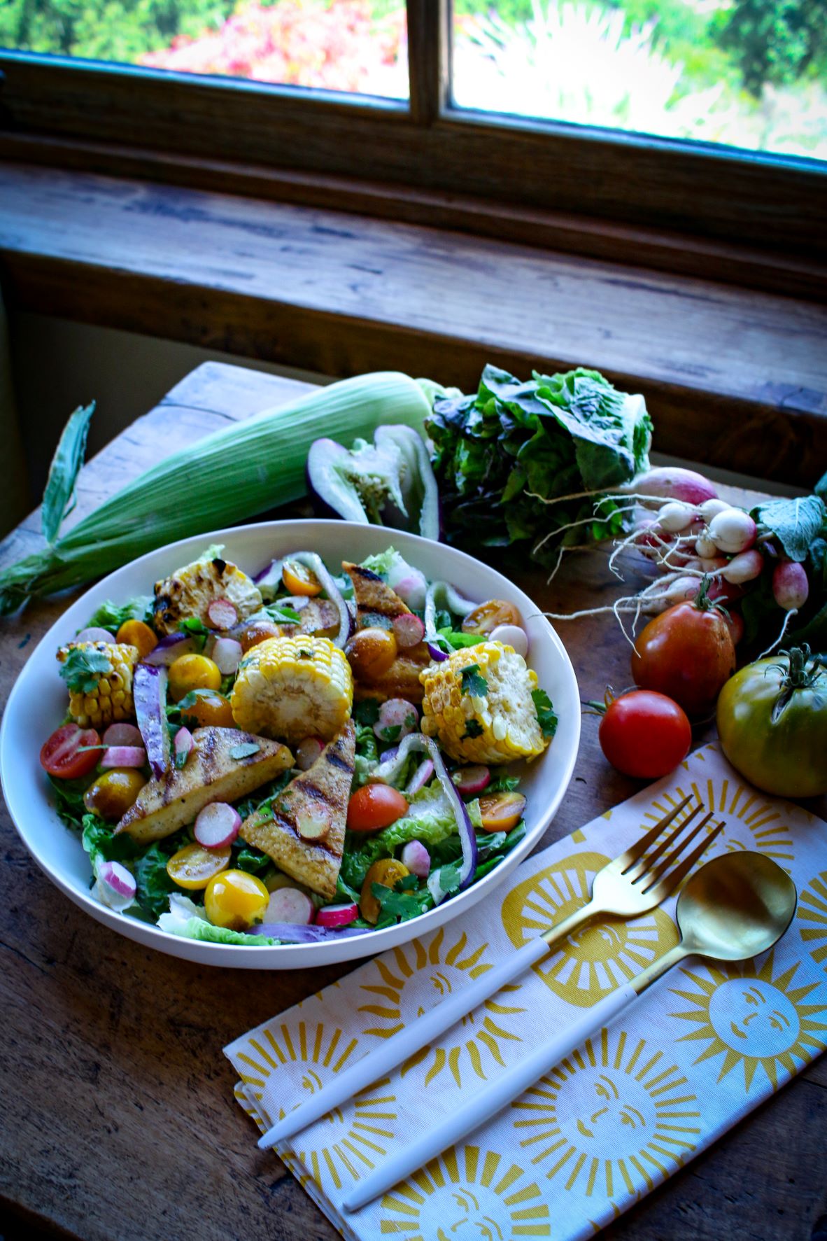 Grilled Tofu and Corn Salad