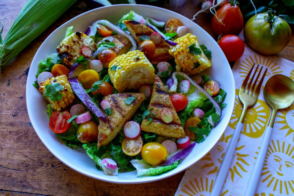 Grilled Tofu and Corn Salad