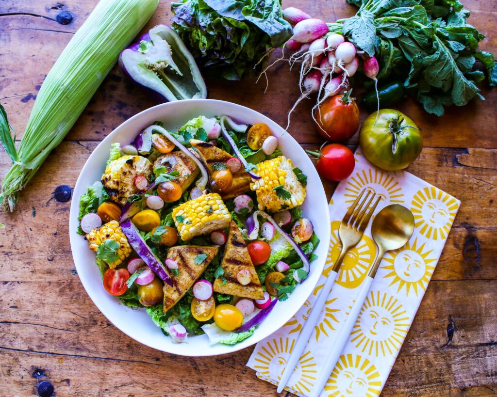 Grilled Tofu and Corn Salad