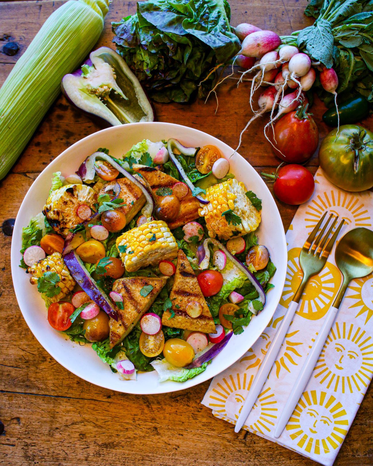 Grilled Tofu and Corn Salad