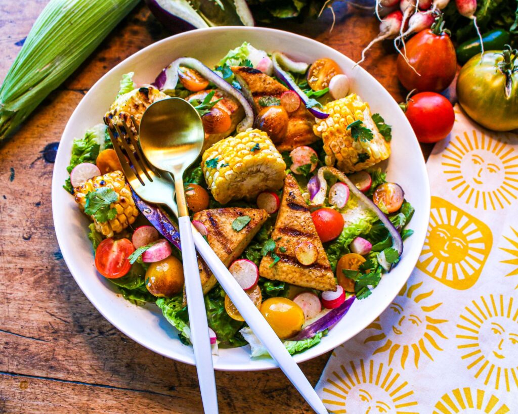 Grilled Tofu and Corn Salad